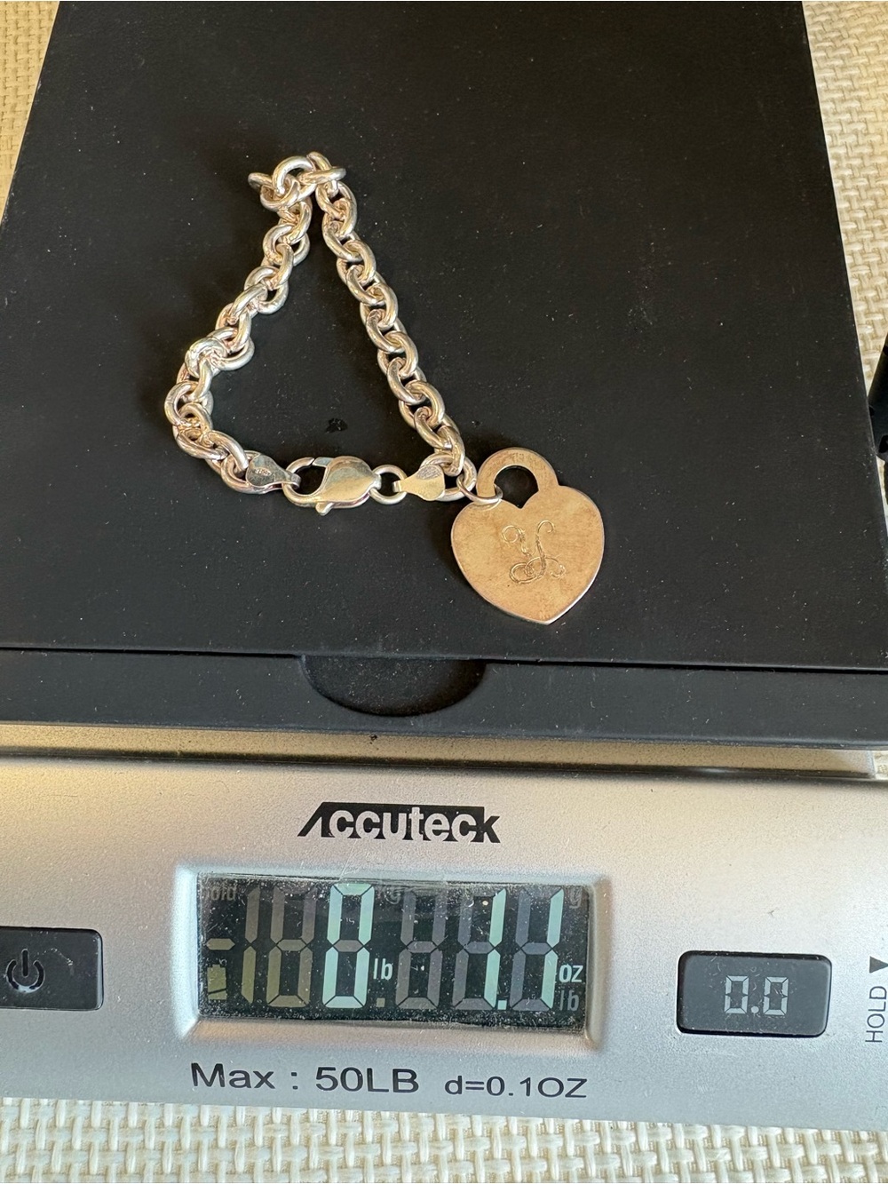 Sterling Silver 925 Thick Chain Bracelet Heart Charm - Picture 6 of 6